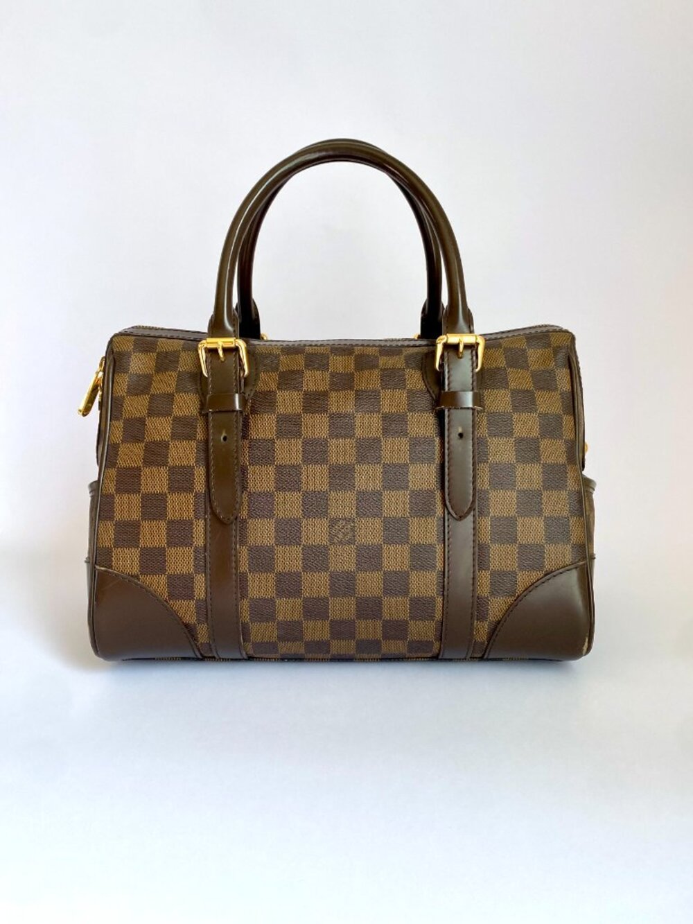 Louis Vuitton Berkeley Damier Ebene Satchel Bag Brown Top Handle - Picture 2 of 16